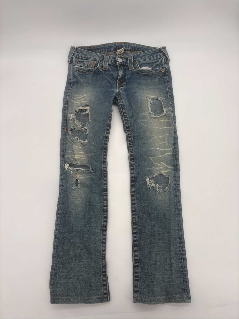 True Religion Made in USA Distressed bootcut Jeans Size 28 Y2K